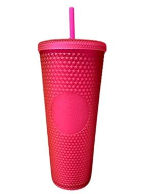 Starbucks Summer 2021 Limited Edition Hot Pink Studded cold cup tumbler 24oz